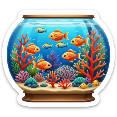 aquarium vintage with fish and coral inside sticker