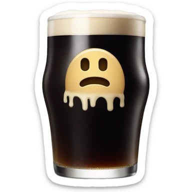 Pint of Guinness with creepy smiley face sticker