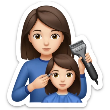 Teeen brunette girl getting her hair cut sticker