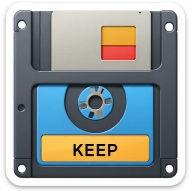 floppy disk with the word "keep" written on it sticker