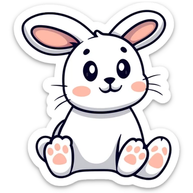 cutest bunny ever with tiny paws and floppy ears sticker