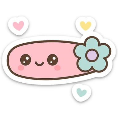 hairclip with cute face, kawaii style, pastel colors, cartoon, isolated, no hair sticker