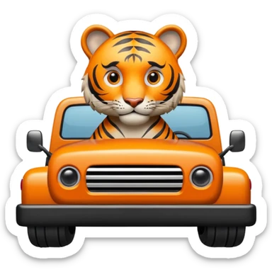 Tiger driving a pick up truck sticker