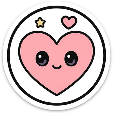 little alchemy style icon
subject: love
border: medium-black
shape: round, circular
background: white
style: full color fill with medium black outlining sticker