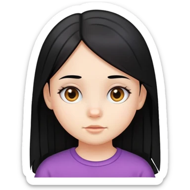 a kid girl with black straight hair sticker