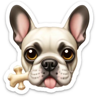 French bulldog with bone sticker