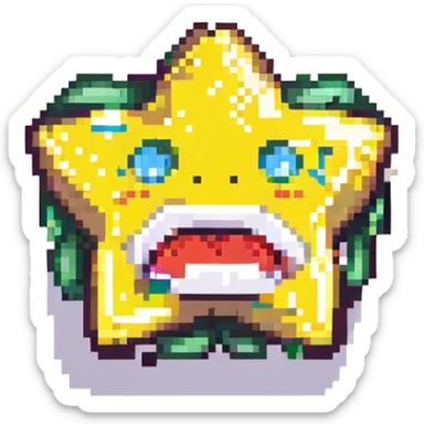 A 100 x 100 pixel emoji depicting applause, featuring a star-shaped mouth with a zipper, inspired by the attached image. The star should be stylized to look like it is clapping. sticker