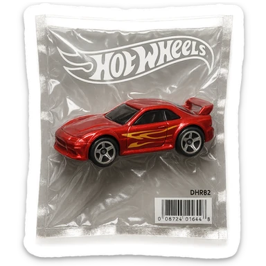 Hot Wheels toy car, glossy and puffy, vacuum-sealed style sticker