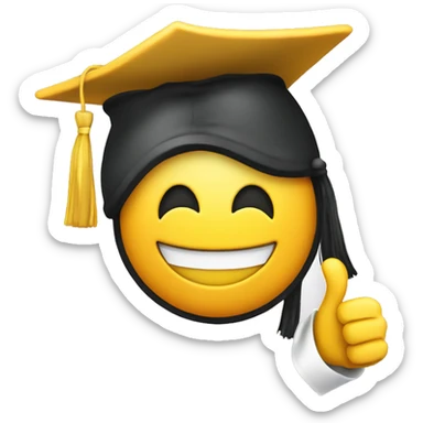 Smile smiley face with a thumbs up wearing a graduation cap sticker