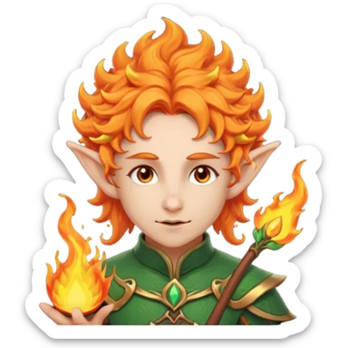 Orange Haired Elf, Archer elf with flaming orange curls sticker