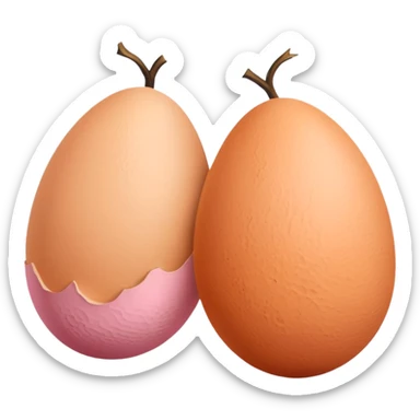 two skin tone peachy beige-pink egg shaped balls/spheres, both same size and same color, add a bumpy, loose, veiny, wrinkly skin texture with folds to both.  sticker