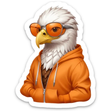 eagle with orange hoodie wearing sunglasses sticker