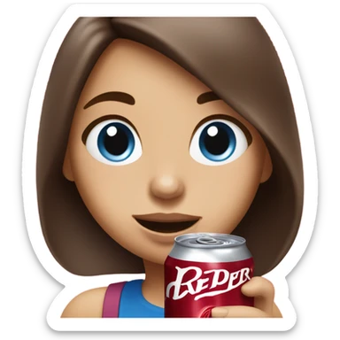 Drinking dr pepper cherry flavoured Brown hair girl blue eyes sticker