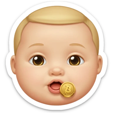 bebe com moeda na boca sticker