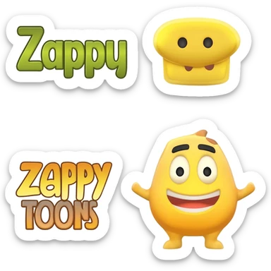 Zappy toons word related cartoons in stylesh way with white background sticker