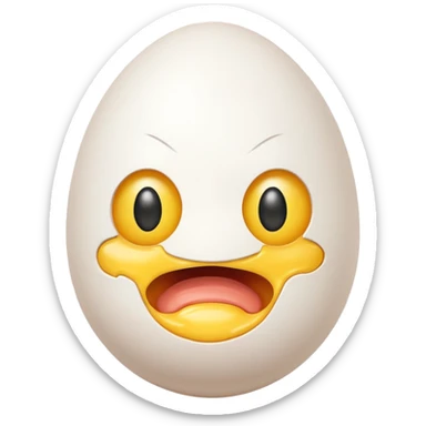 a egg with a weird face sticker