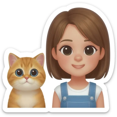 british Baby cat with girl brown hair sticker