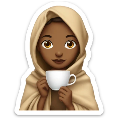 Light brown girl drinking tea with blanket on sticker