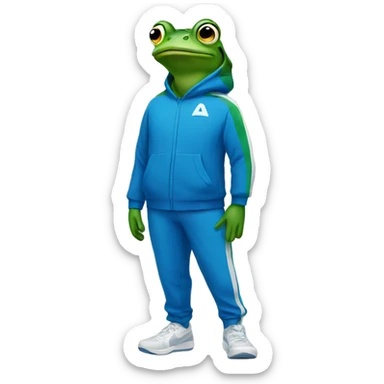 A frog with a blue Nike jumpsuit on sticker