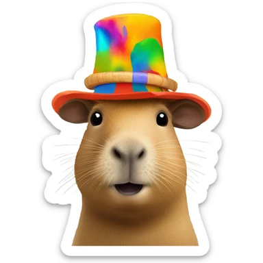 capybara wearing a hat sticker