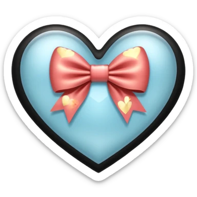 frosted glass black heart with a gold bow and heart pattern on the bow sticker