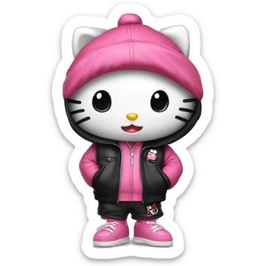 hello kitty in a hooligan outfit sticker