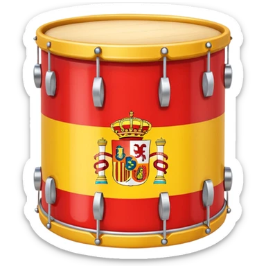 Quiero un emoji que sea un tambor de metal con la bandera de España  sticker