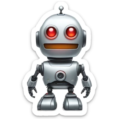 metal robot in the shape of a snowman with glowing red eyes sticker