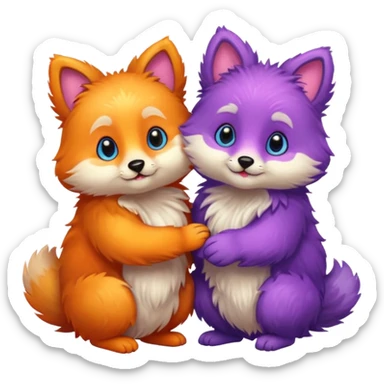 cute animals in love sticker