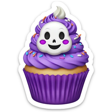 cupcake fantasma roxo e branco sticker
