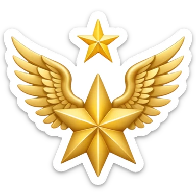 An image with wings on a star based on the star and wings of the basic emoji of the iPhone. sticker