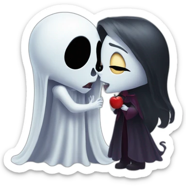 Ghost kissing Mae vampire sticker