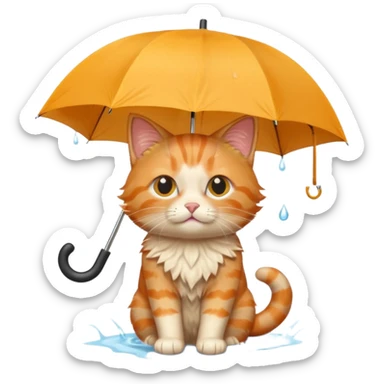 cat holding an umbrella sticker