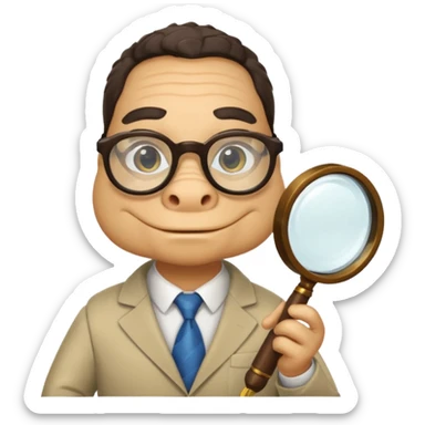 A professor gator with a magnifying glass on a light background sticker