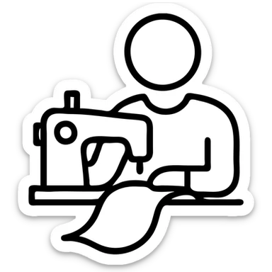 outlined icon of a tailor sewing, no fill sticker