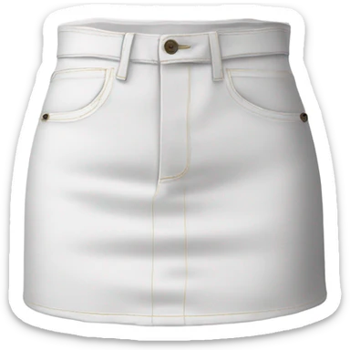 Realistic A-line high waisted white denim mini skirt, isolated sticker