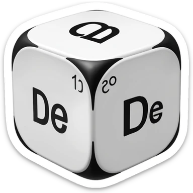 create a dice with the word der die das written on each visible side sticker