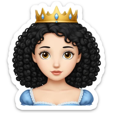 Princesa banca con el pelo rizado y el pelo negro  sticker