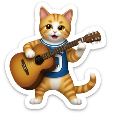 cheerleader cat playing acoustic guitar sticker