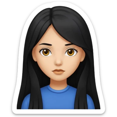 A girl with long black hair, sharp eyes, and slightly dark skin sticker