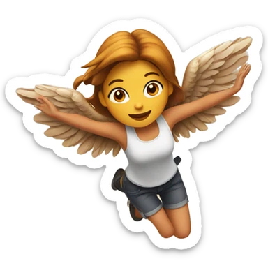 a girl flying with two grilled chicken wings on her back sticker