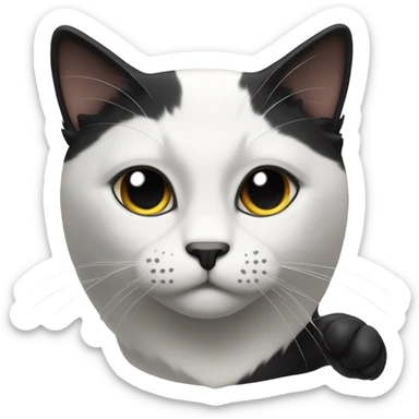 Cat black and white sticker