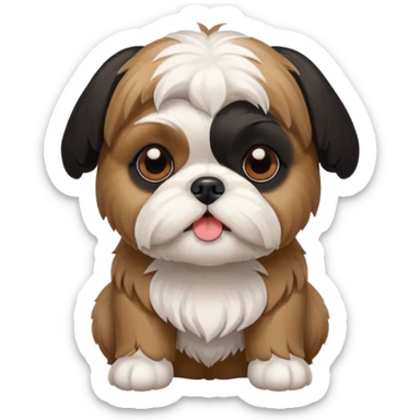 Little shih tzu with black ears white body and brown legs sticker