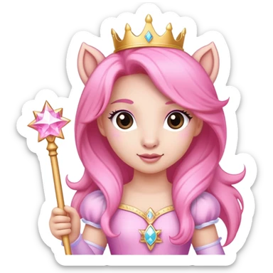 Pink pony princess holding magic wand  sticker