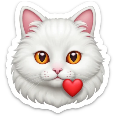 gato blanco con ojitos de corazón sticker