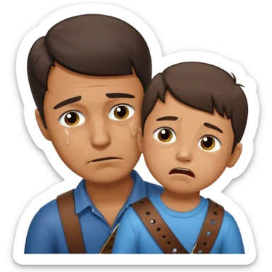 Dad using belt on kid sticker