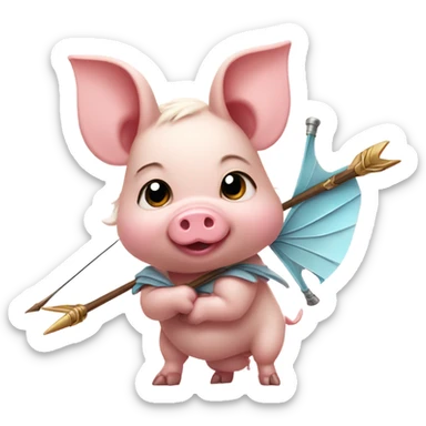 A little piglet as Cupid ￼ sticker