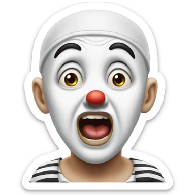 photorealistic The French Mime is in shocked sticker