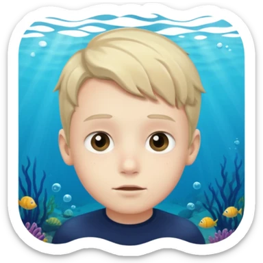 Underwater boy face sticker
