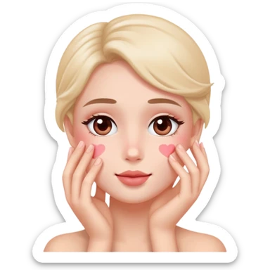 Blush face with heart eyes and hand on face sticker